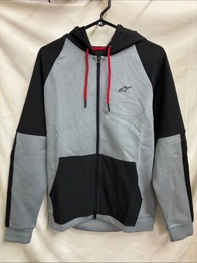 Alpinestars Gray & Black Lightweight Zip Hoodie with Red Drawcords